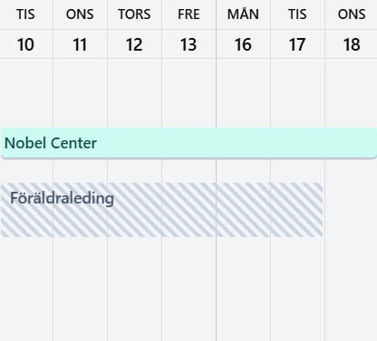 Timeline showing a person assigned to a project while parental leave blocks availability.